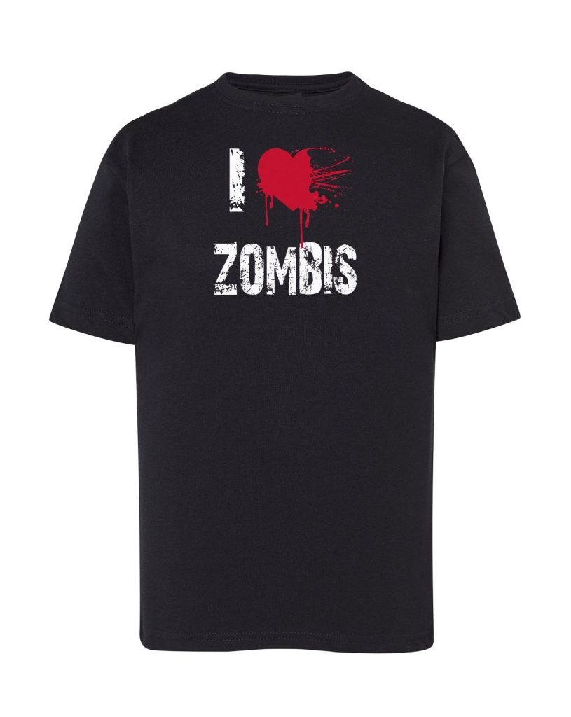 Camiseta negra infantil I Love Zombies