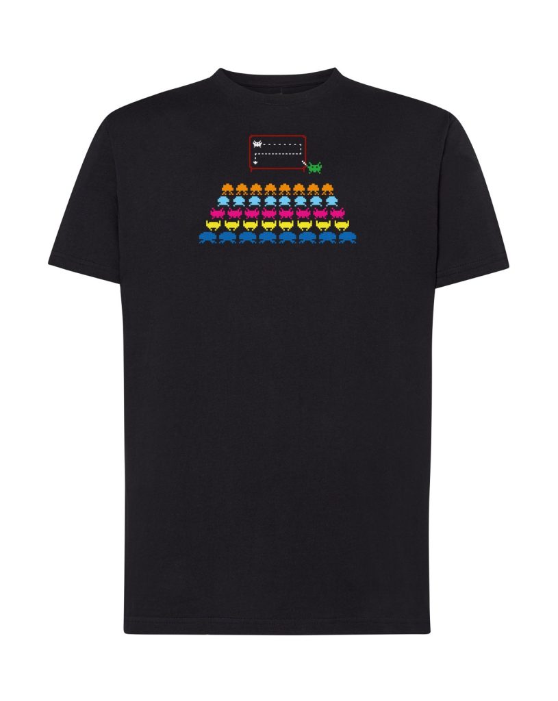 Camiseta negra adulto Marcianitos