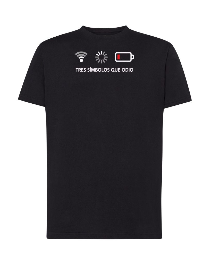 Camiseta negra adulto Tres Símbolos que Odio