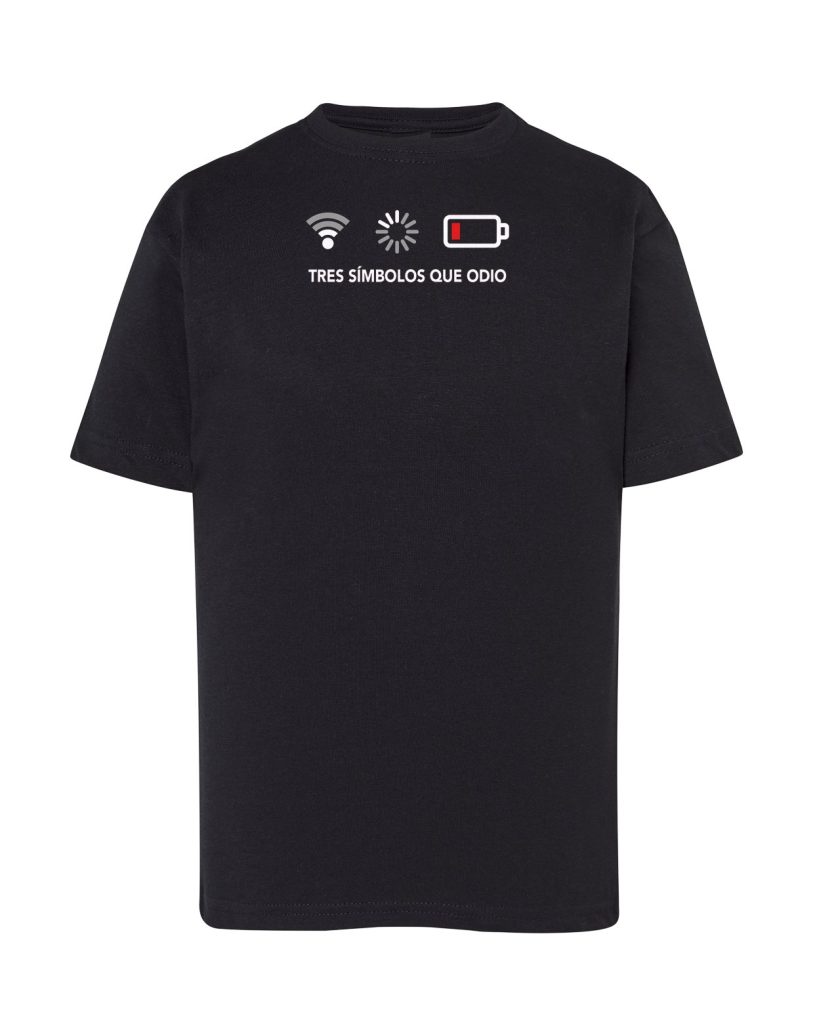 Camiseta negra infantil Tres Símbolos que Odio