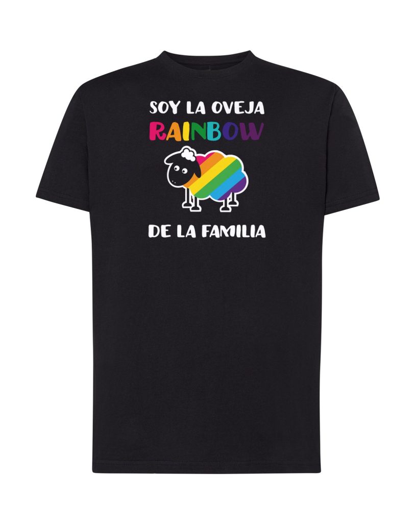 Camiseta negra adulto Soy la Oveja Rainbow