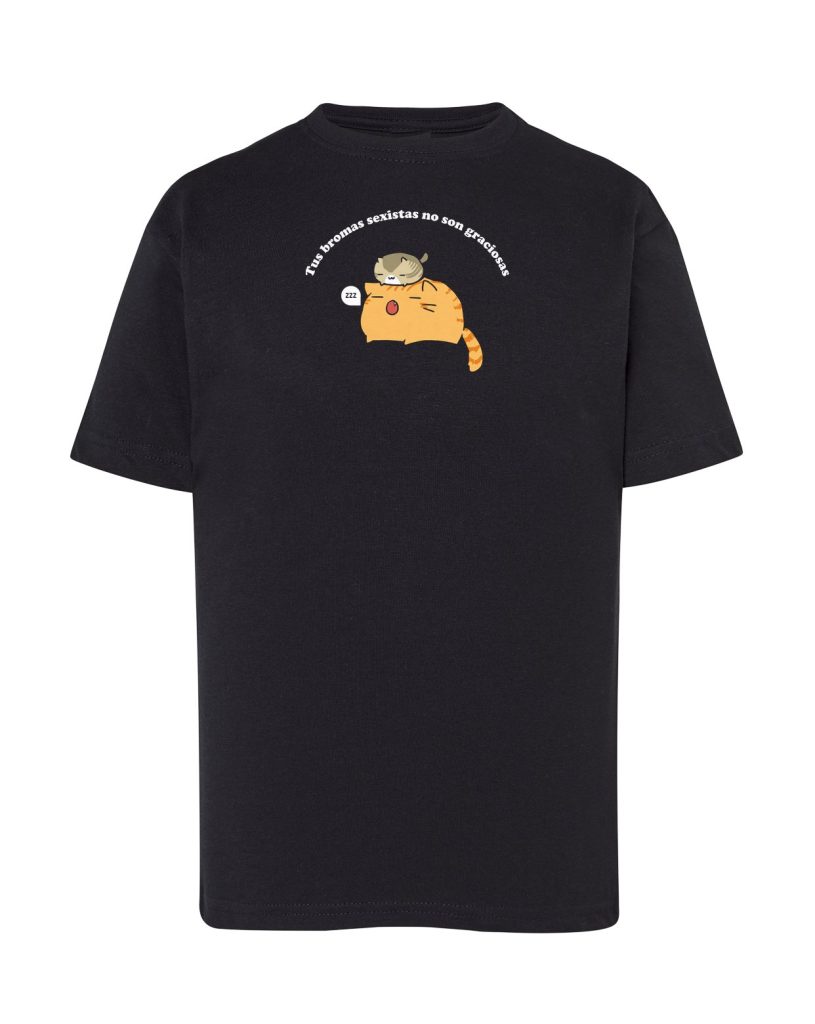 Camiseta negra infantil Tus bromas sexistas no son graciosas