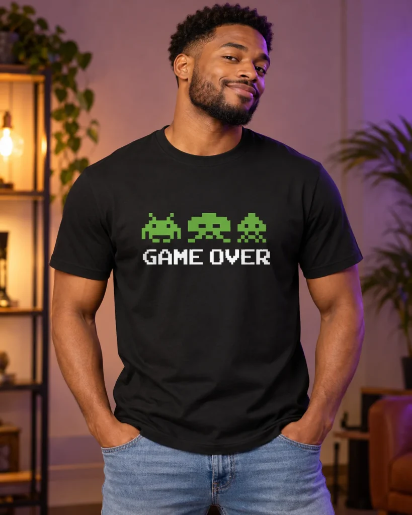 Game over retro – camiseta negra