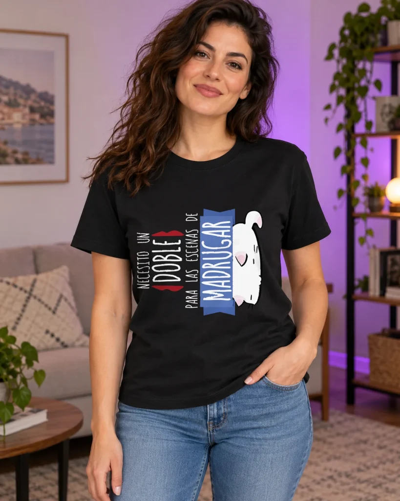Necesito un doble – camiseta negra