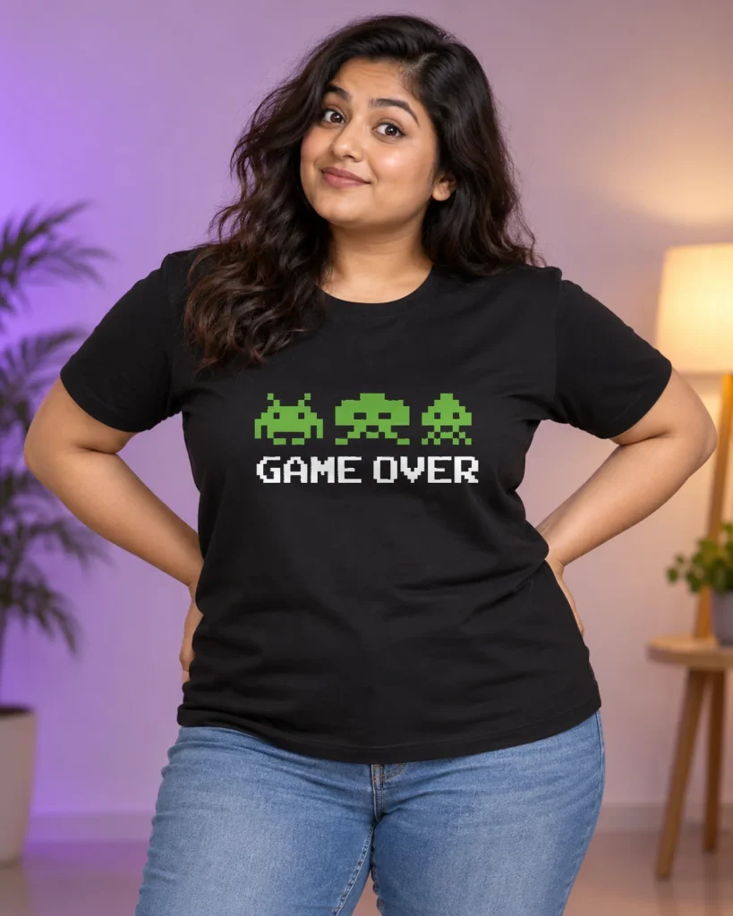 Game over retro – camiseta negra puesta