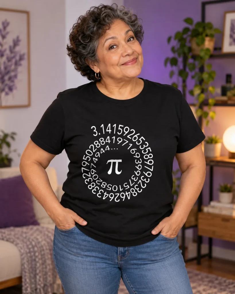 Espiral del número pi – camiseta negra puesta