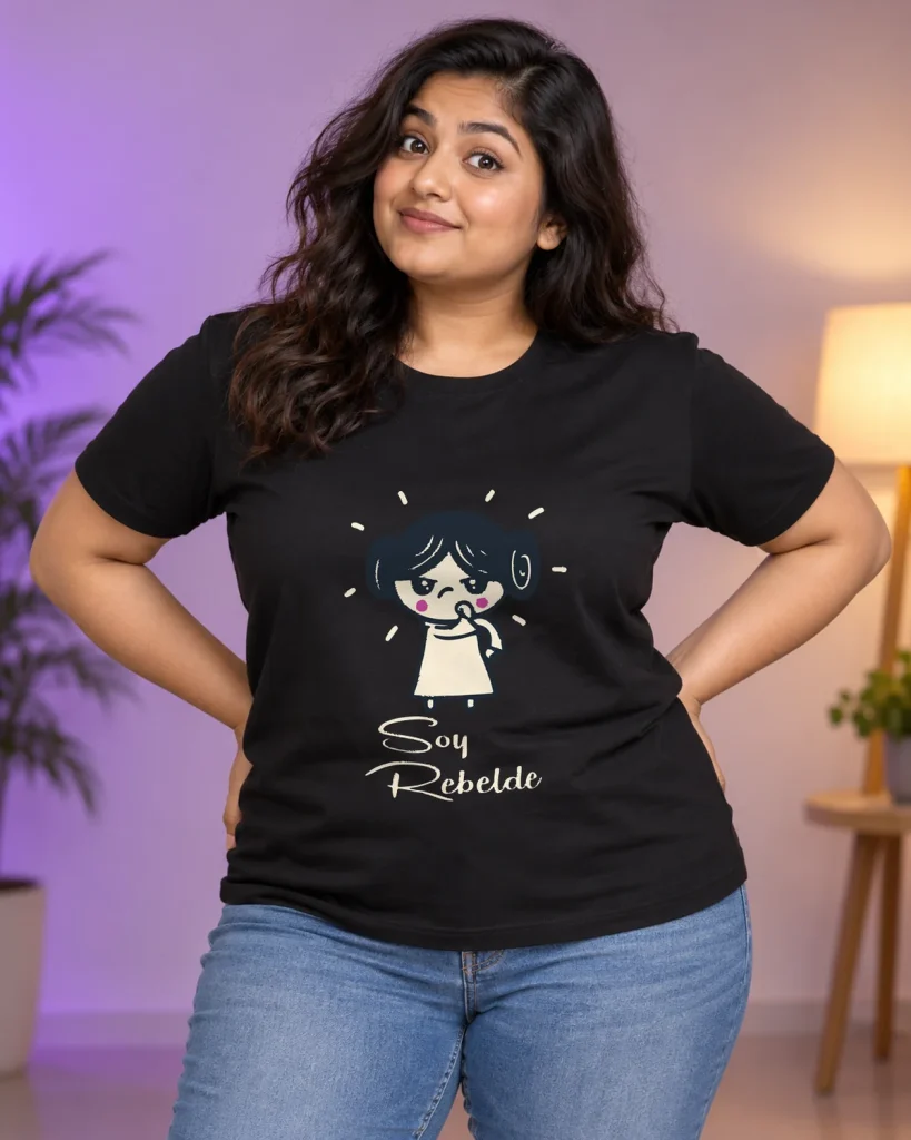 Soy rebelde – camiseta negra puesta