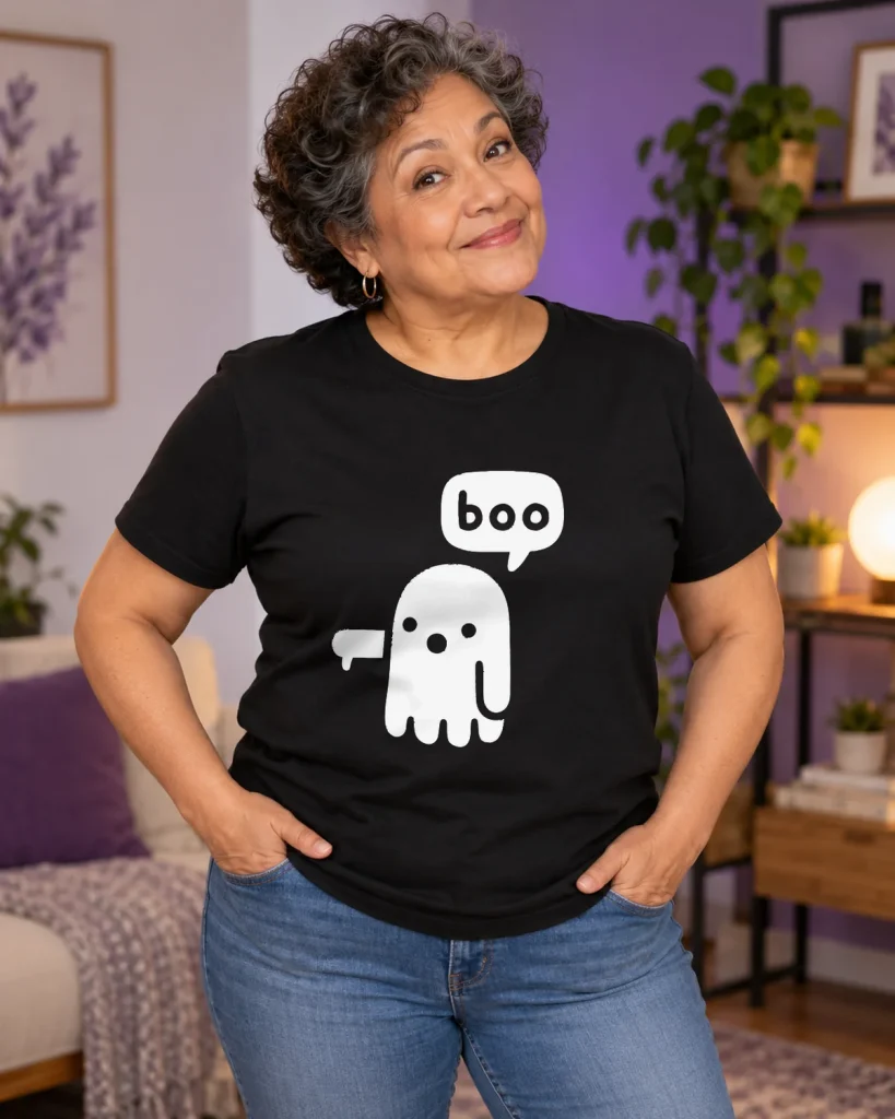 Fantasma tímido – camiseta negra puesta