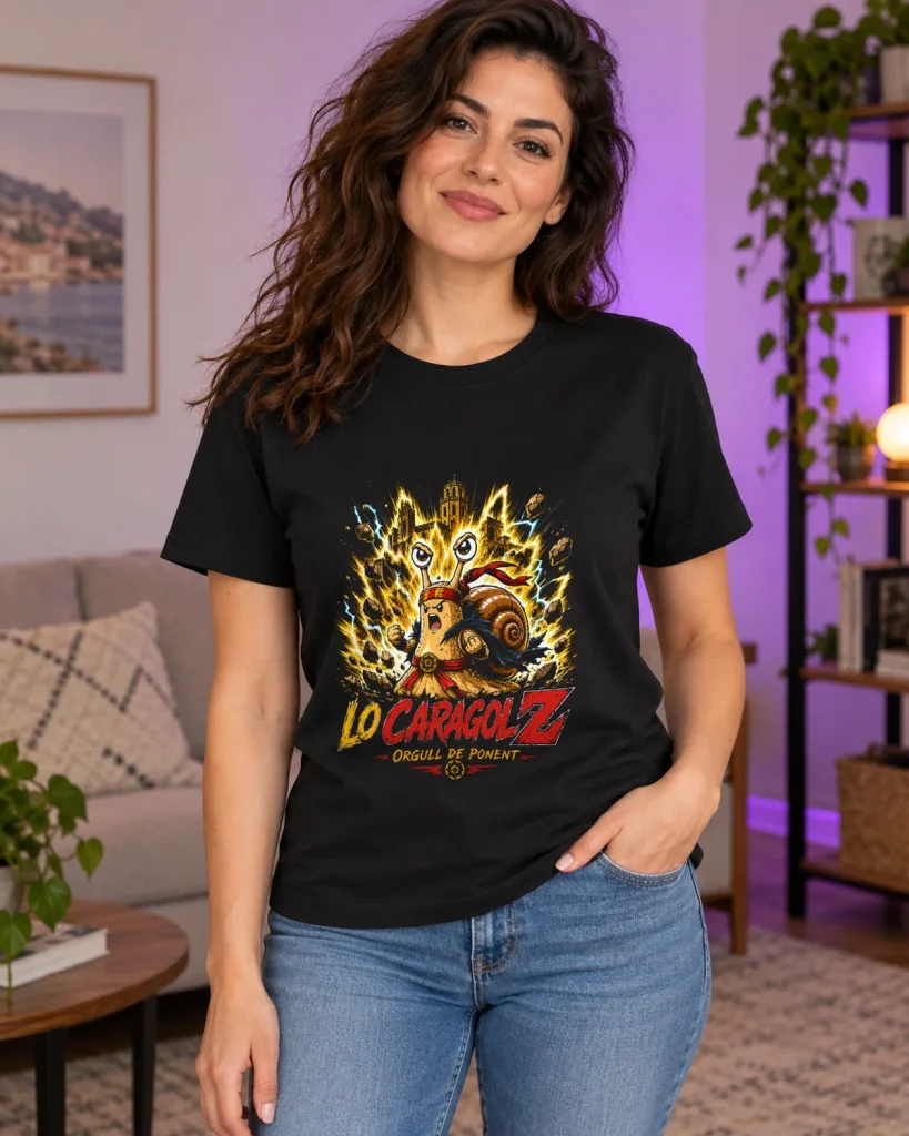 Caracol con aura – camiseta negra puesta