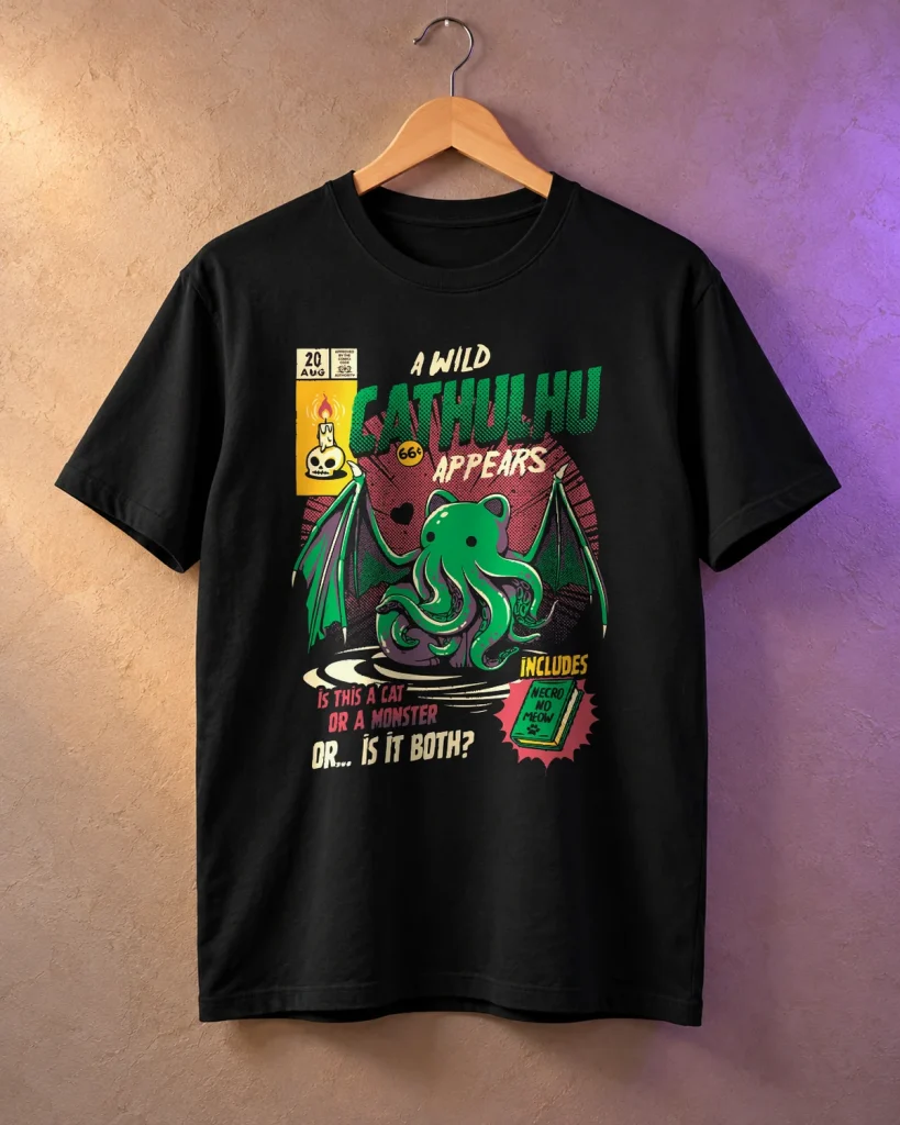 Monstruo marino gatuno – camiseta en percha