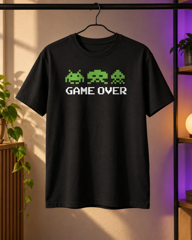 Game over retro – camiseta en percha