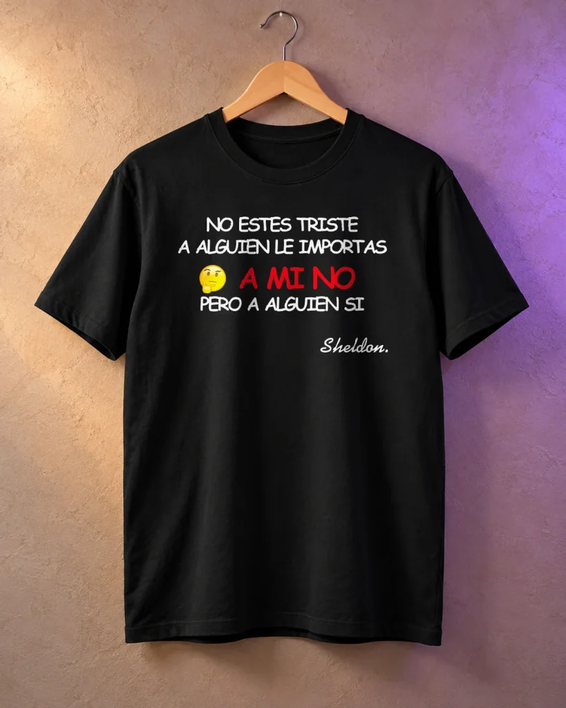 No estés triste – camiseta en percha