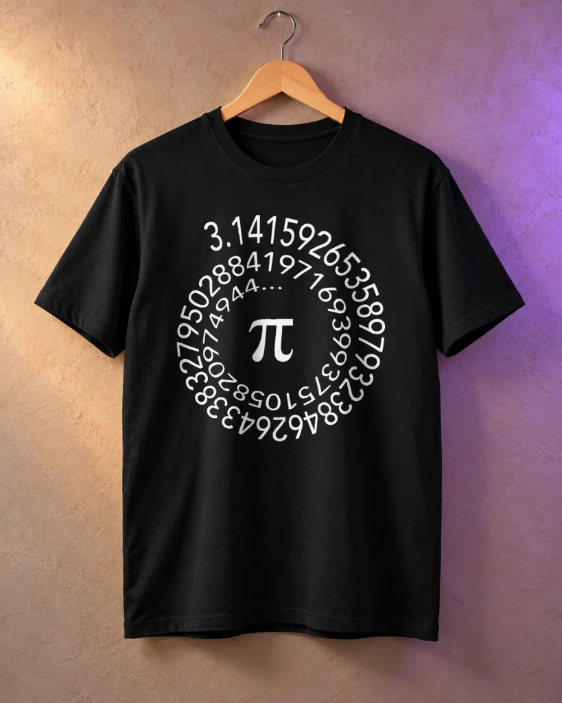 Espiral del número pi – camiseta en percha