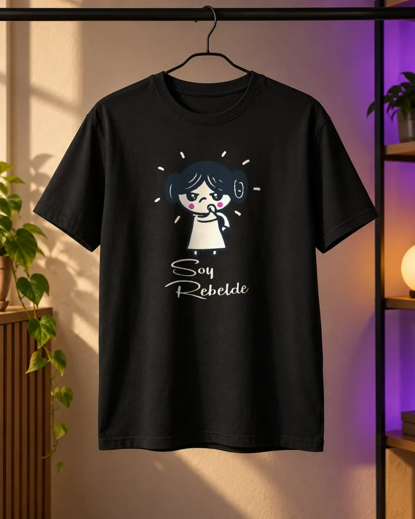 Soy rebelde – camiseta en percha