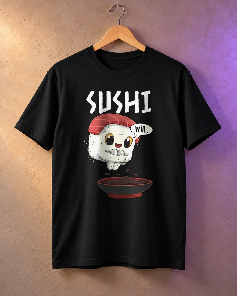 Sushi con esqueleto – camiseta en percha