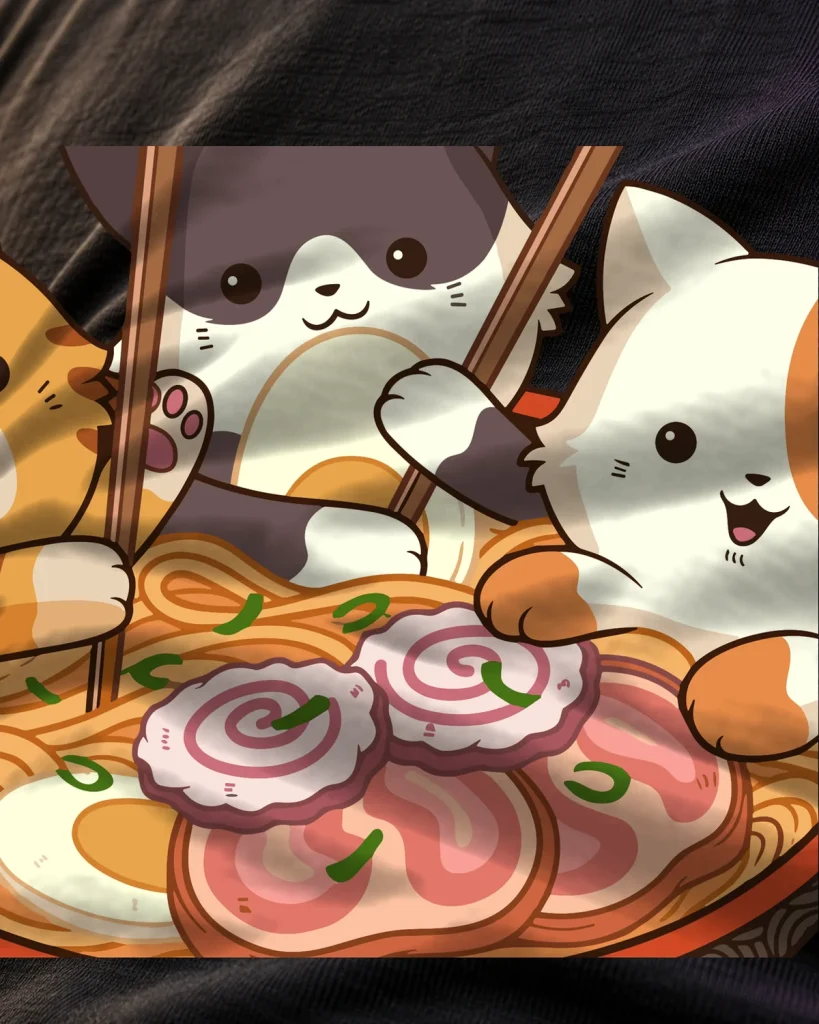 Ramen con gatos – detalle del estampado