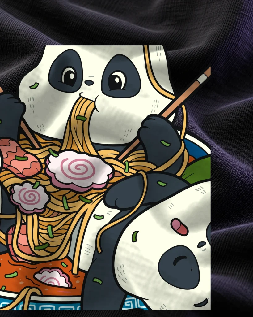 Ramen con pandas – detalle del estampado