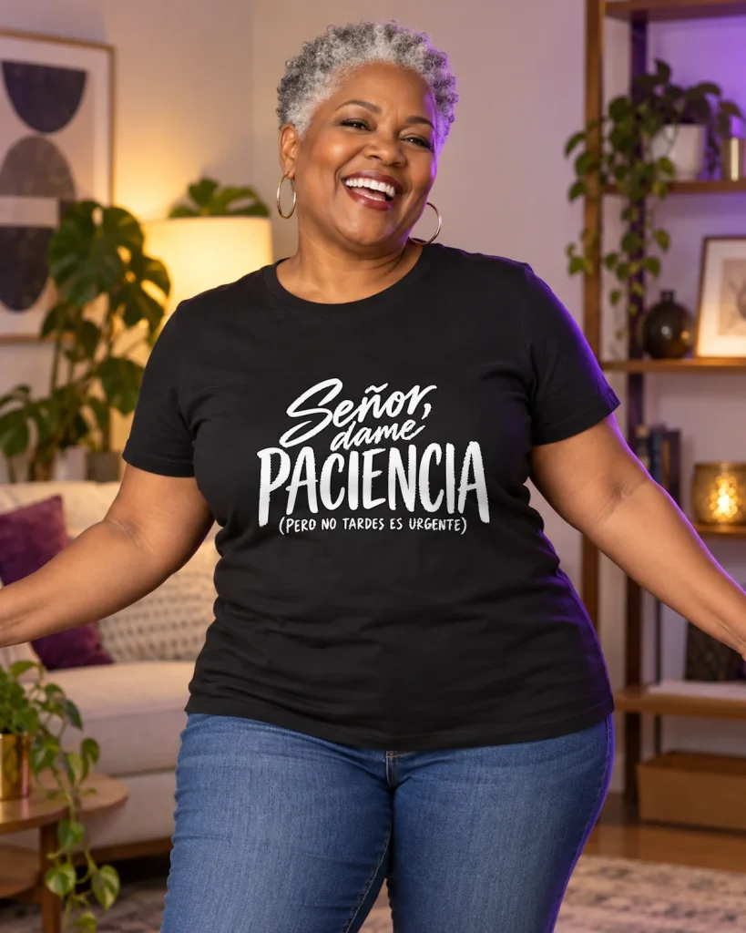 Señor, dame paciencia – camiseta negra puesta