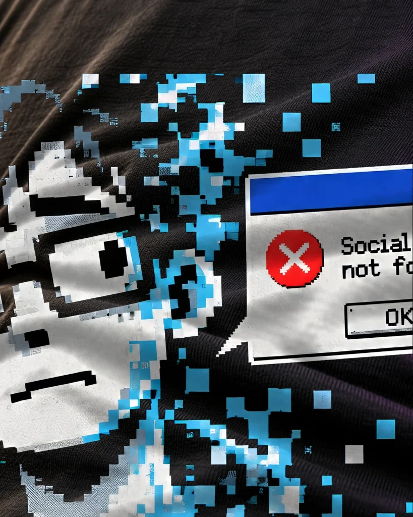Error 404: Social skills not found – detalle del estampado